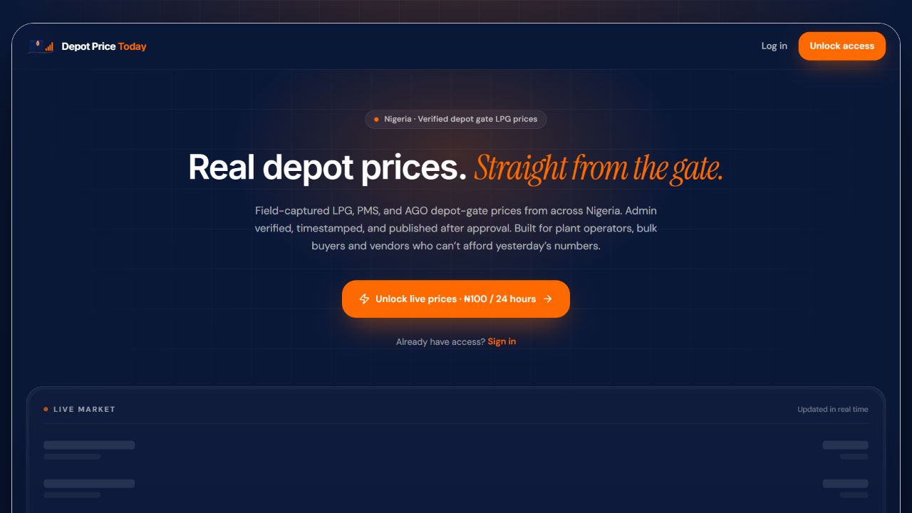 Depot Price Today product interface