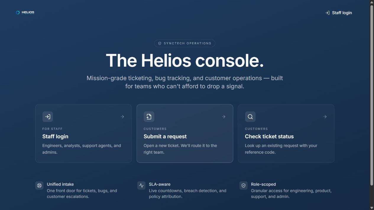 Helios Operations product interface