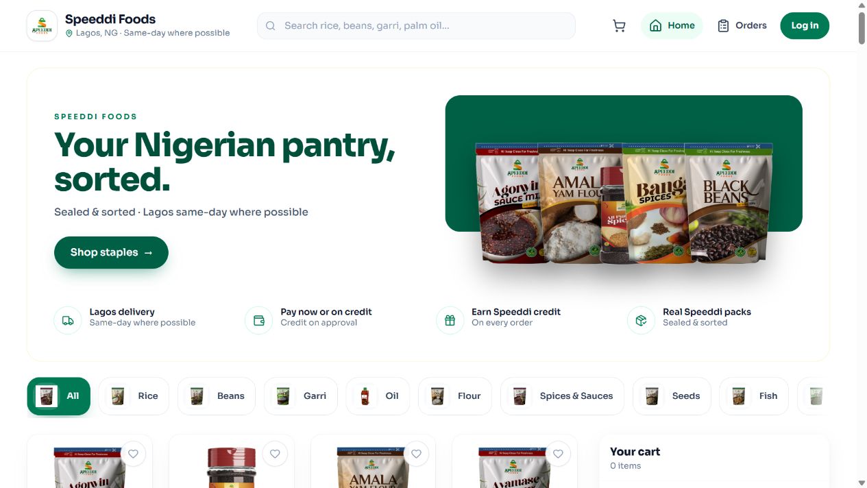 Speeddi Foods product interface